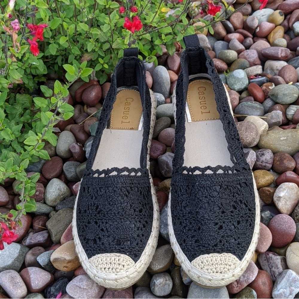 Black Crochet Espadrilles